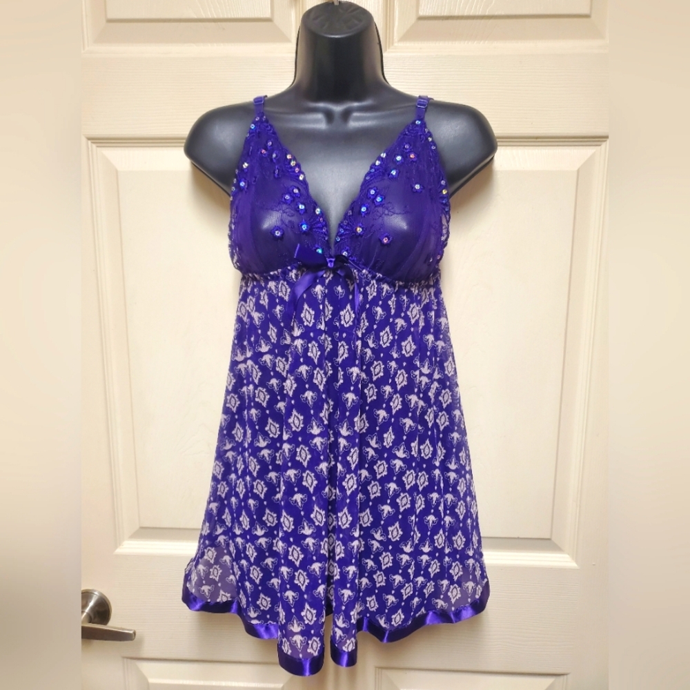 Purple Unbranded Lingere Set With G String Size Large